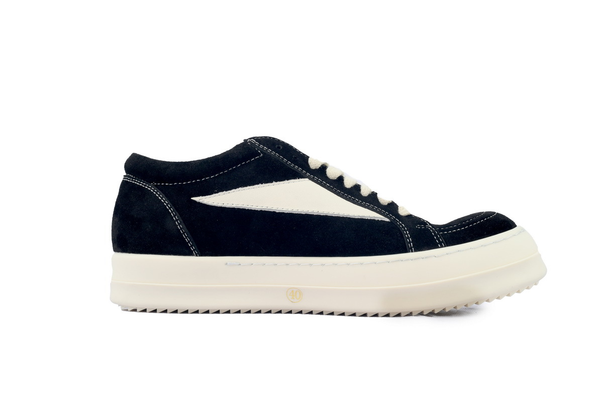 Rick Owens Suede Vintage Sneaker in Black, Milk and White