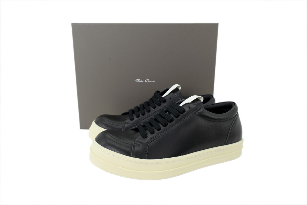 Rick Owens Leather Low-Top Sneakers – Black Fashion