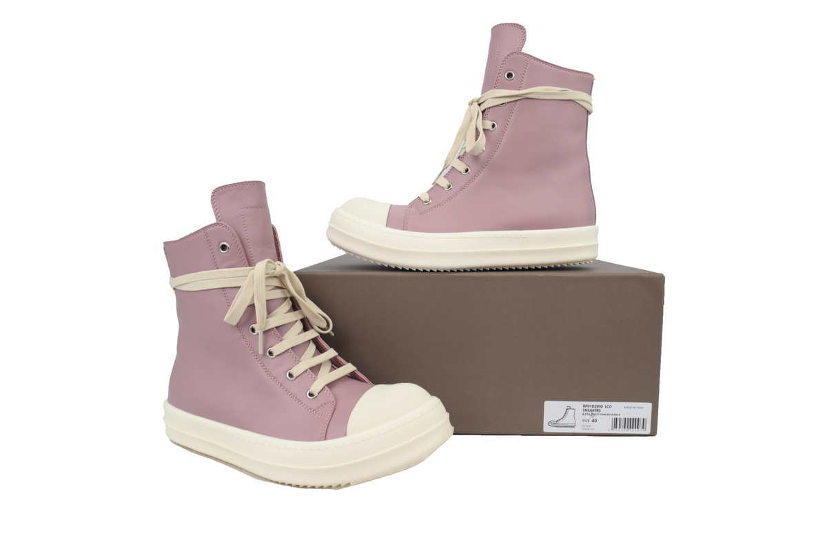 Rick Owens Watermelon Head High Pink Skin Sneakers