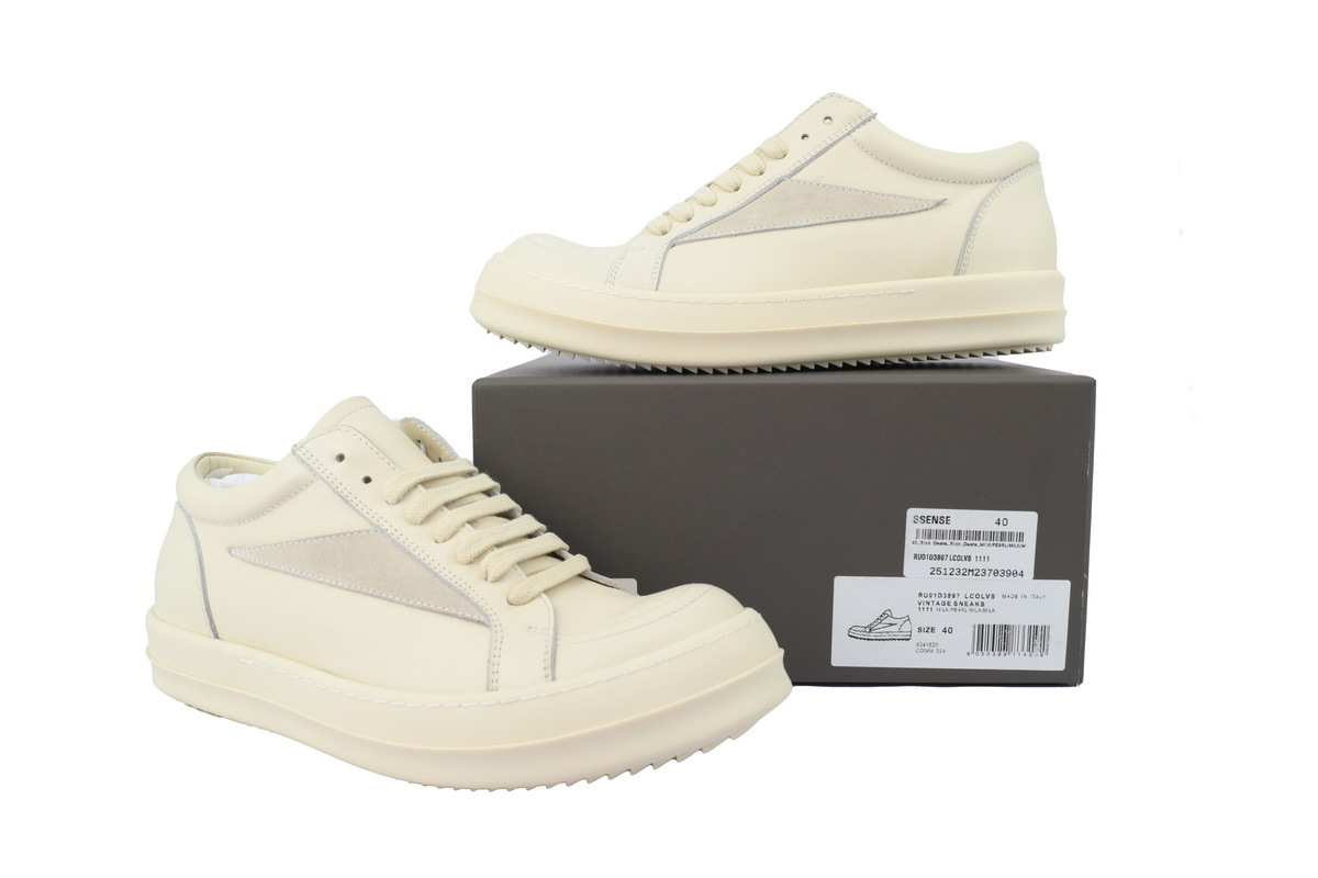 Rick Owens Women’s Lido Vintage Low Sneaker in Milk