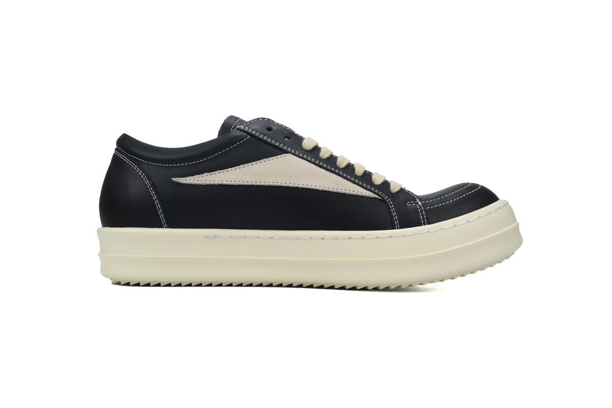 Rick Owens Strobe Vintage Low Sneaker in Black and Milk