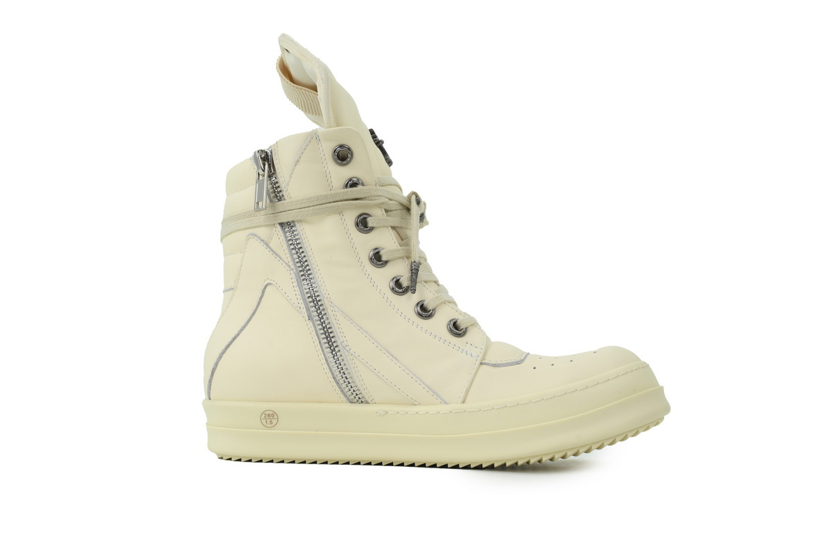 Rick Owens Croix Side-Zip High-Top Sneakers – Cream