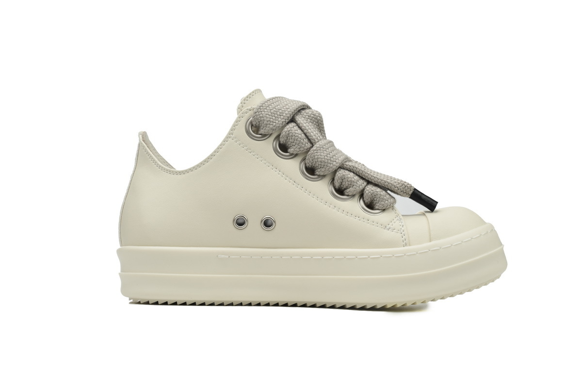 Rick Owens RO Oversized Lace Low-Top Sneakers – White