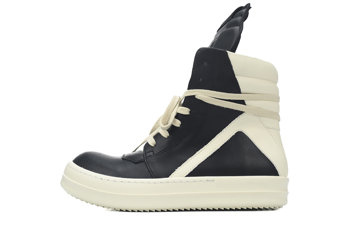 Rick Owens RO Geobasket Sneaker in Black and White