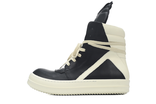 Rick Owens RO Geobasket Sneaker in Black and White