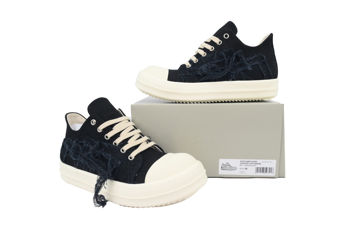 Rick Owens Destruction of Canvas Surface Sneakers