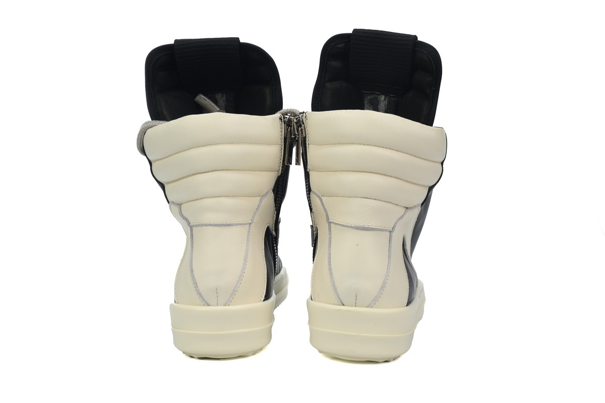 Rick Owens Geobasket Oversized Eyelet Sneaker in Black and White