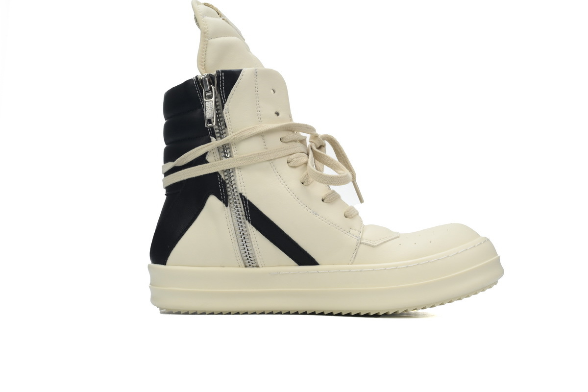 Rick Owens Luxor Geobasket High-Top Sneakers – Milk & Black