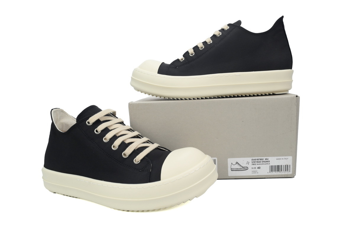 Rick Owens Lido DRKSHDW Low Sneaker in Black and Milk