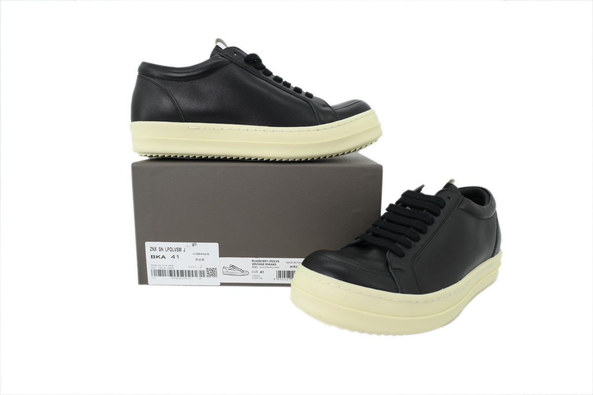 Rick Owens Leather Low-Top Sneakers – Black Fashion