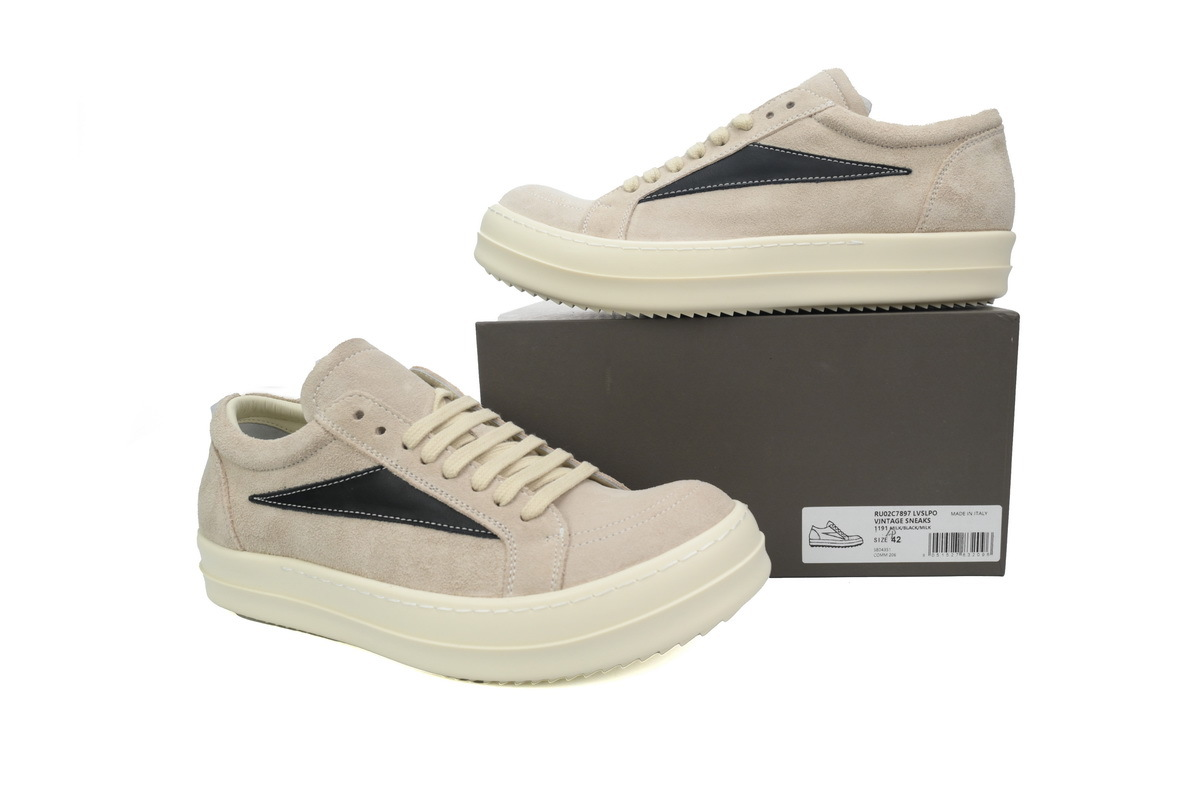 Rick Owens Women’s Luxor Vintage Low Sneaker in Milk and Black