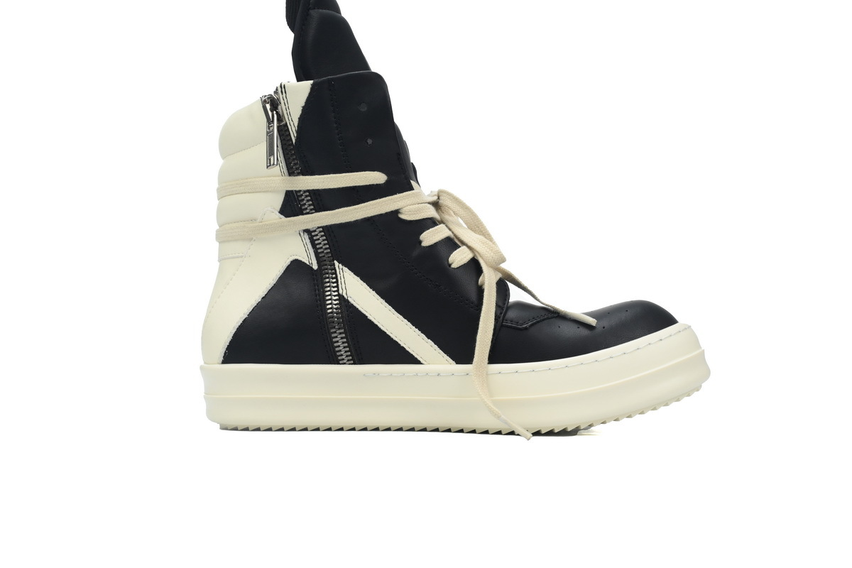 Rick Owens RO Geobasket Sneaker in Black and White