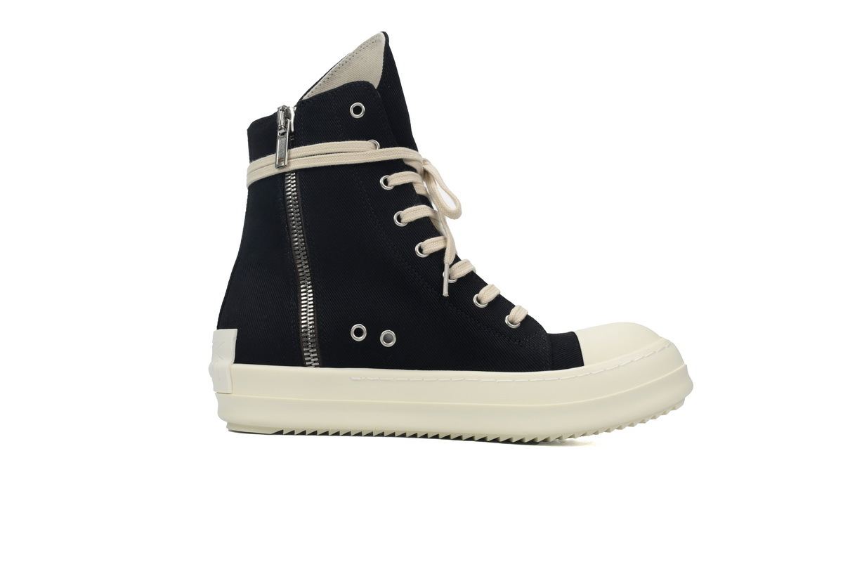 Rick Owens DRKSHDW Gethsemane High Sneaker in Black and Milk