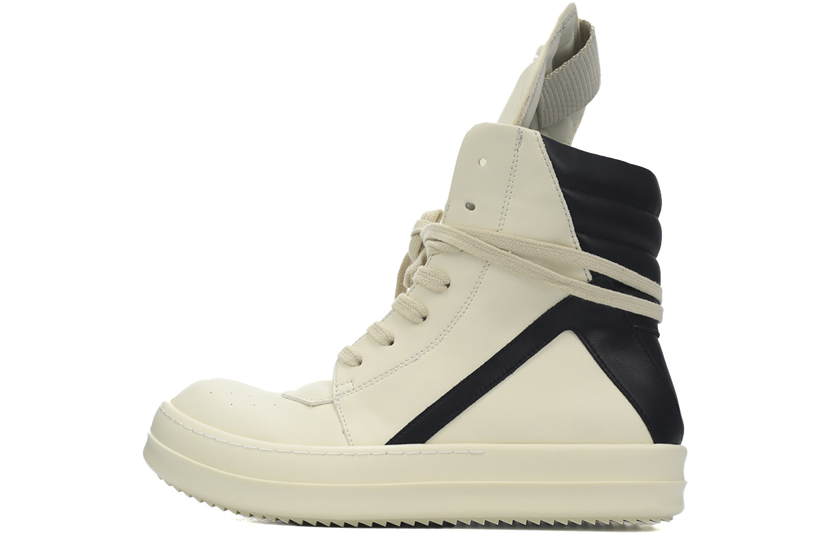 Rick Owens Luxor Geobasket High-Top Sneakers – Milk & Black