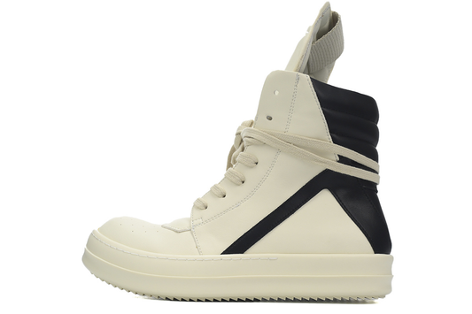 Rick Owens Luxor Geobasket High Sneaker in Milk and Black