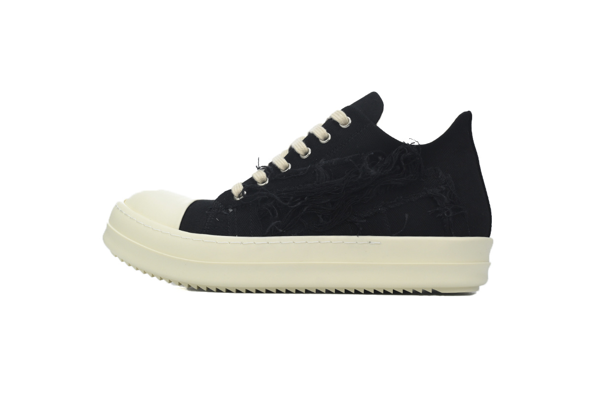 Rick Owens EDFU DRKSHDW Slashed Low Sneaker in Black Milk